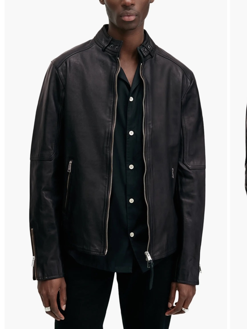 NWT All Saints Cora Men’s Leather Jacket **FLAWED**